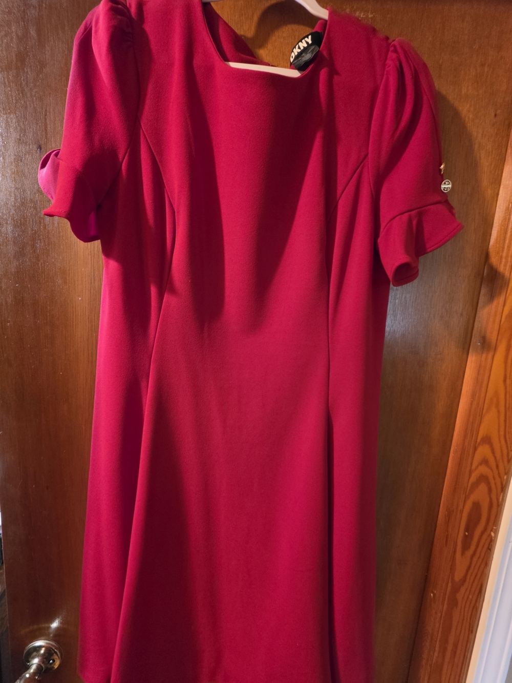DKNY Pink Puff-Sleeve Shift Dress